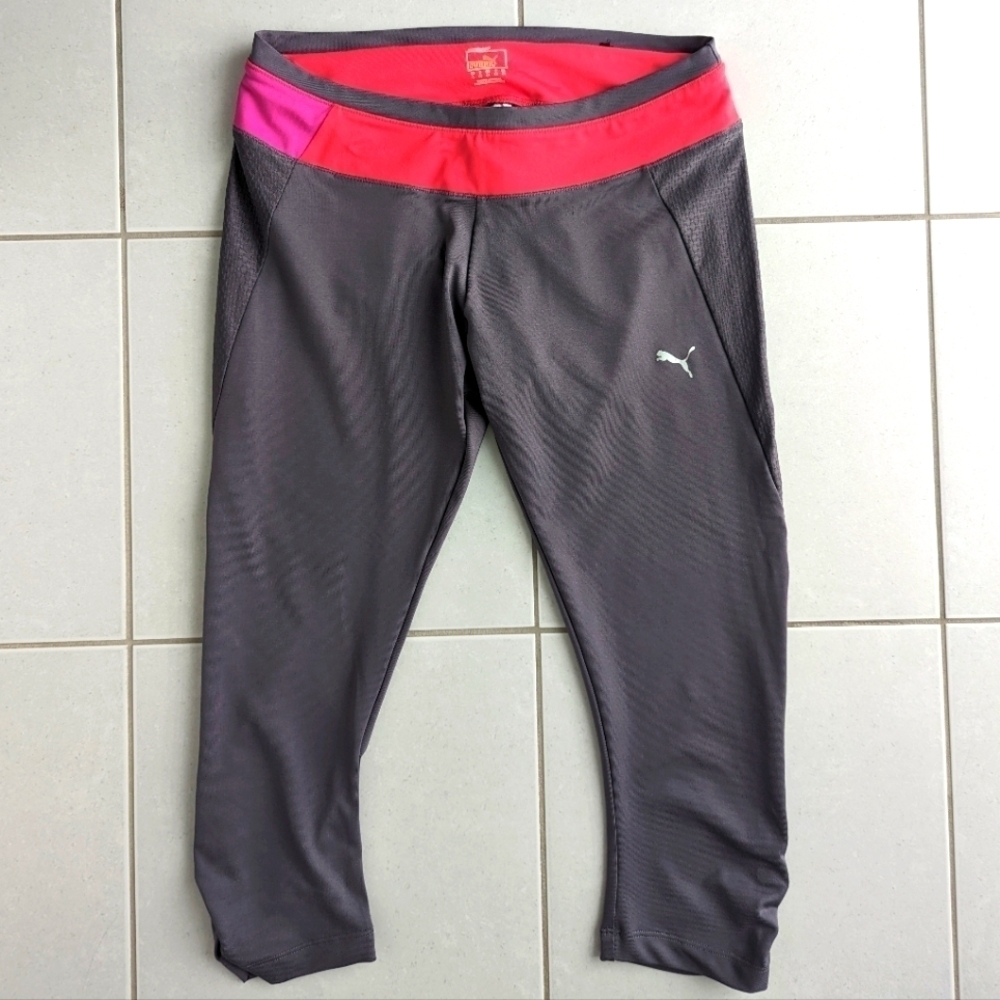Puma gray and pink cropped pants size Large